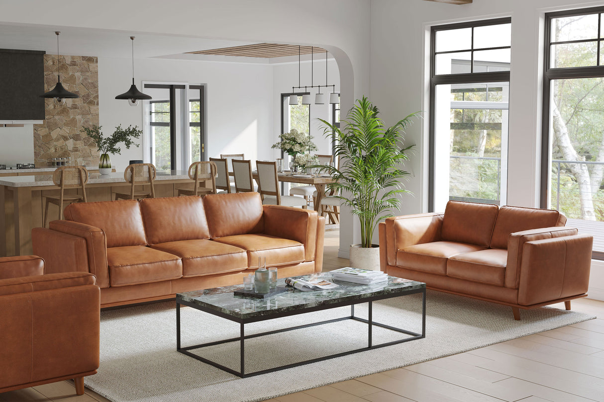 Valencia Artisan Top Grain Leather Loveseat Sofa, Cognac