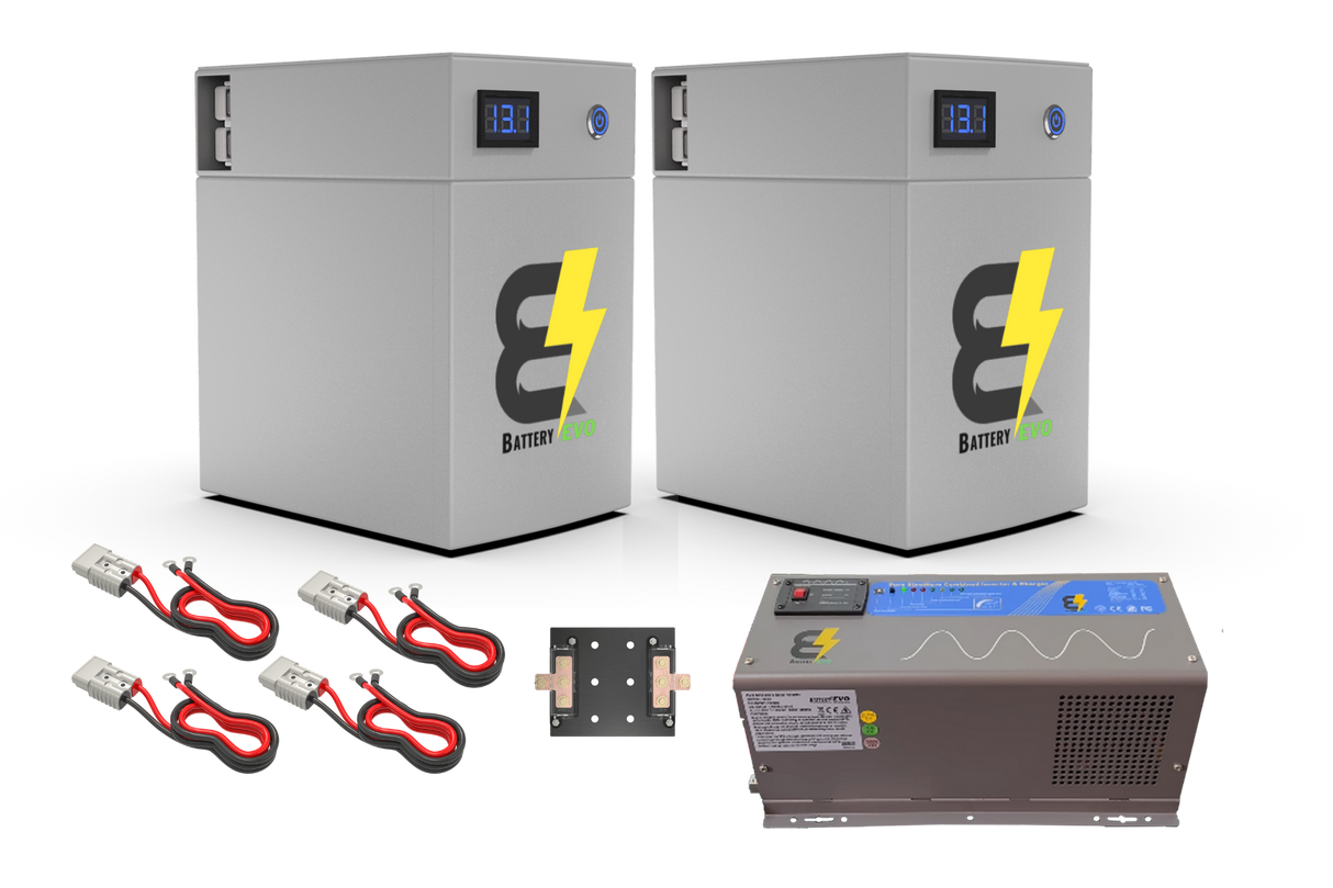 OWL105 12V 2.7kWh Lithium Battery 2x Kit with 3000W Inverter