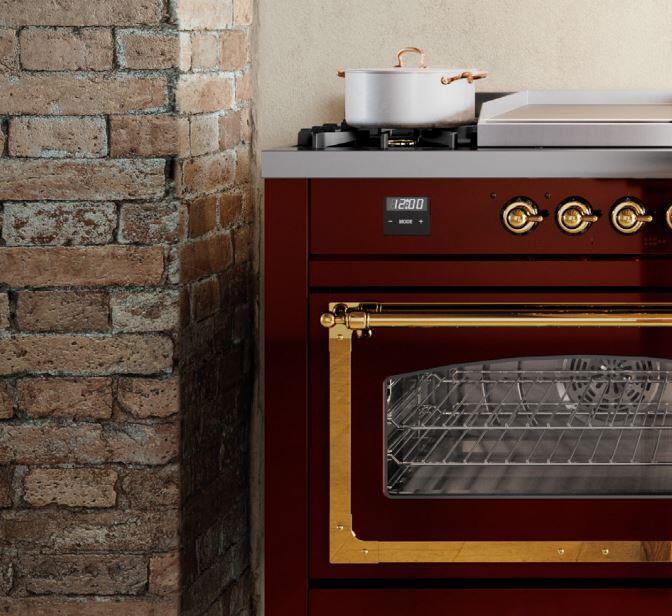 ILVE Nostalgie II 48-Inch Freestanding Natural Gas Dual Fuel Range in Emerald Green with Brass Trim (UP48FNMPEGG)