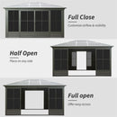 [12X14FT] Premium All-Weather Outdoor Aluminum Sunroom With Galvanized Steel Hardtop Sloping Roof, Lockable Doors, And Moveable PC Screens (SAK76831)