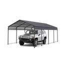 [12X20FT] Heavy Duty Metal Carport With Galvanized Steel Roof For Car, Boats And Trucks, Gray (SAK95562)