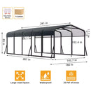 [12X24FT] Large Heavy Duty Outdoor Metal Carport Kit With Galvanized Steel Roof (SAK53849)