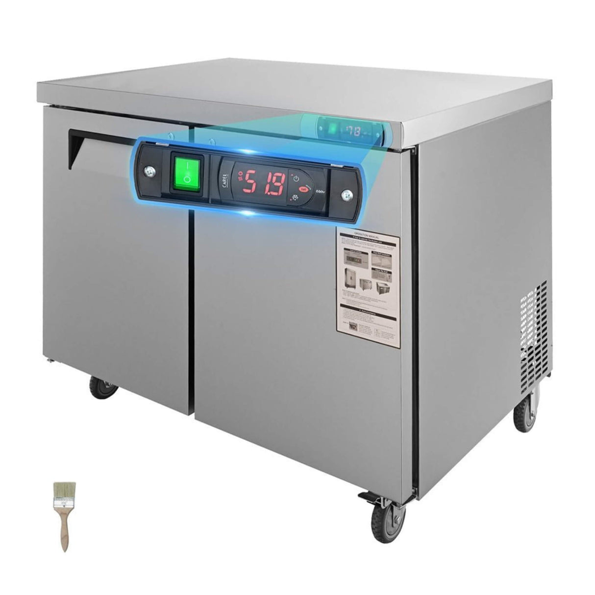 12.9 Cu.Ft 2-Door Commercial Stainless Steel Worktop Undercounter Refrigerator, 48" (SAK13725)