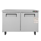 12.9 Cu.Ft 2-Door Commercial Stainless Steel Worktop Undercounter Refrigerator, 48" (SAK13725)