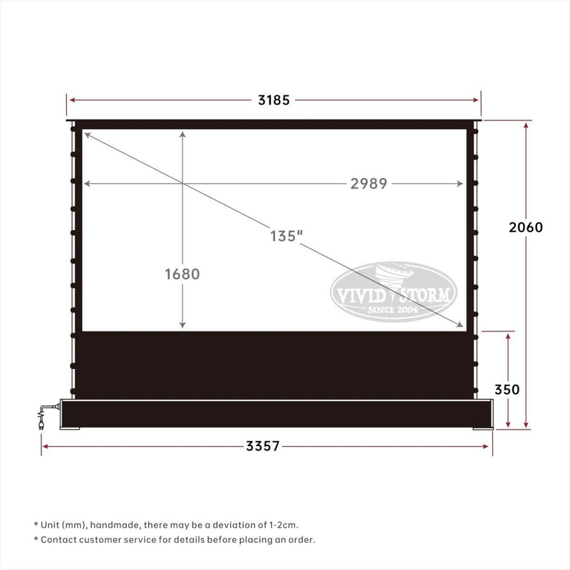 VIVIDSTORM S White Cinema Motorized Tension Floor Rising Projector screen– Classic Version