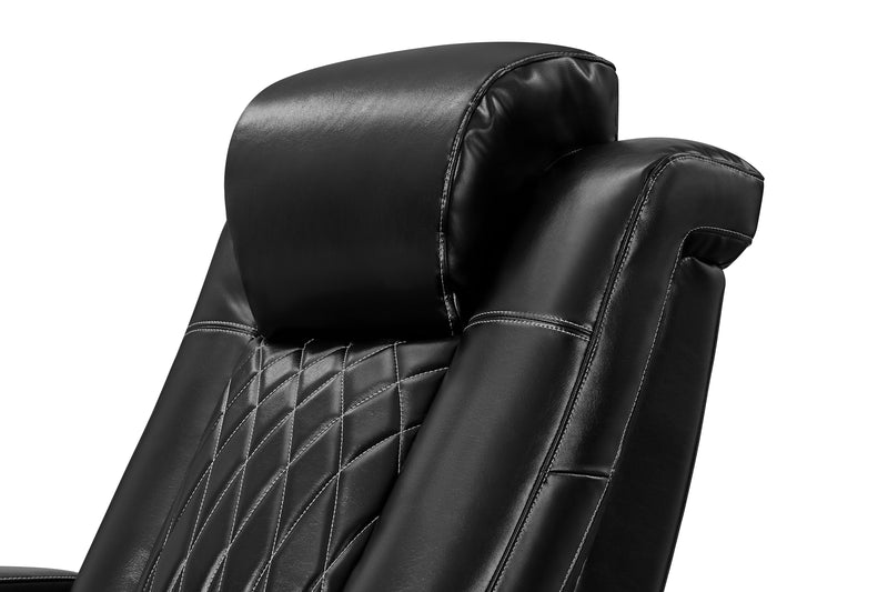 Valencia 2025 New Tuscany Executive Heat & Massage Leather Home Theater Seating Row of 2, Midnight Black