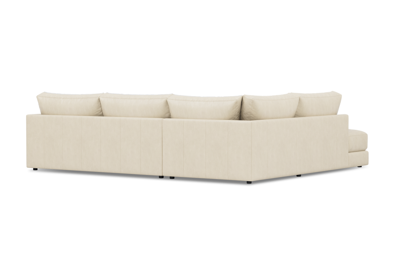 Valencia Serena Leather 2-Piece Left Bumper Chaise Sectional Sofa, Beige