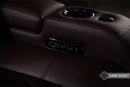 Valencia Tuscany Luxury Console Leather Home Theater Seating Row of 3 Dropdown Center, Onyx