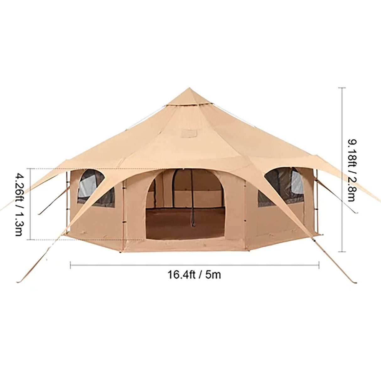 16FT Large Premium 4-Season 8-Person Bell Yurt Tent With Stove Jack (SAK75947)