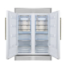 FORNO Maderno 60" 27.2 cu.ft. Convertible Refrigerator and Freezer with Grill Trim Kit in White with Antique Brass Handles, FFFFD1722-60SG-WHT