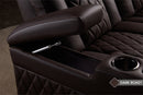 Valencia Tuscany Luxury Console Leather Home Theater Seating Row of 3 Dropdown Center, Onyx