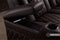Valencia Tuscany Luxury Console Leather Home Theater Seating Row of 3 Dropdown Center, Onyx