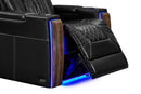 Valencia 2025 New Tuscany Executive Heat & Massage Leather Home Theater Seating Row of 2, Midnight Black