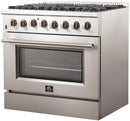 FORNO Appliance Package - 36 Inch Dual Fuel Range, Wall Mount Range Hood, Dishwasher, AP-FFSGS6156-36-W-2