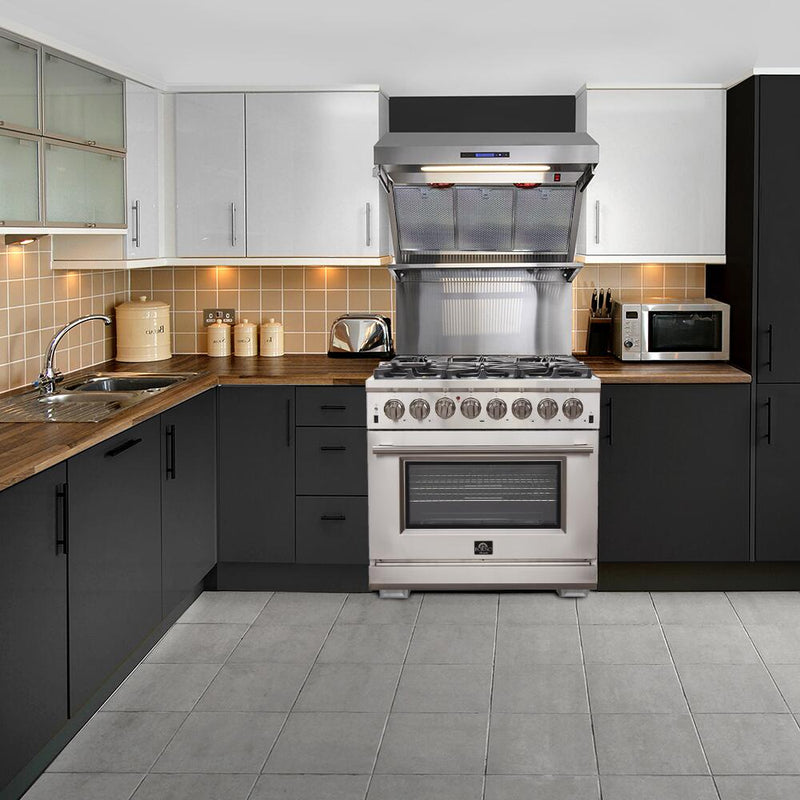 FORNO Appliance Package - 36 Inch Dual Fuel Range, Dishwasher, 60 Inch Refrigerator, AP-FFSGS6156-36-5