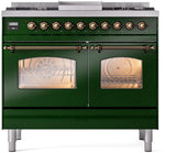 ILVE Nostalgie II 40-Inch Dual Fuel Freestanding Range in Emerald Green with Bronze Trim (UPD40FNMPEGBLP)