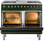 ILVE Nostalgie II 40-Inch Dual Fuel Freestanding Range in Emerald Green with Bronze Trim (UPD40FNMPEGBLP)