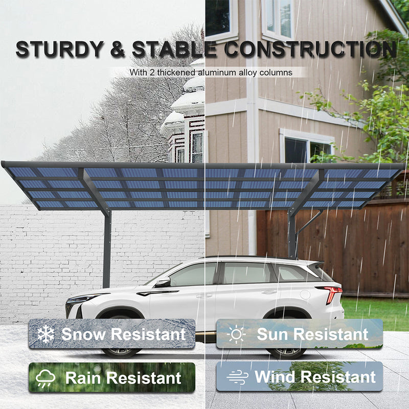[10x17FT] Extra Large Heavy Duty Outdoor Aluminum Single Side Carport With Galvanized Metal Roof (SAK31279)