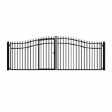 16'x7' Steel Dual Swing Driveway Gate with Built-In Pedestrian Door
