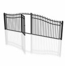 16'x7' Steel Dual Swing Driveway Gate with Built-In Pedestrian Door