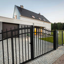 16'x7' Steel Dual Swing Driveway Gate with Built-In Pedestrian Door