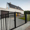 16'x7' Steel Dual Swing Driveway Gate with Built-In Pedestrian Door