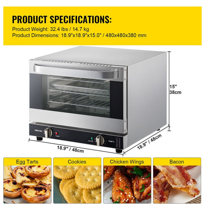 Heavy Duty Commercial Stainless Steel Countertop Convection Toaster Oven (SAK51683)