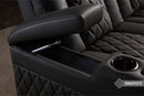 Valencia Tuscany Luxury Console Leather Home Theater Seating Row of 3 Dropdown Center, Onyx