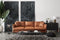 Valencia Jasper Leather Three Seats Sofa, Cognac Color