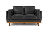 Valencia Artisan Top Grain Leather Loveseat Sofa, Black