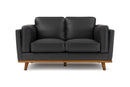 Valencia Artisan Top Grain Leather Loveseat Sofa, Black