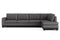 Valencia Aine Top Grain Leather Four Seats with Right Chaise Sofa, Charcoal Grey