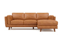 Valencia Artisan Top Grain Leather Three Seats with Right Chaise Sofa, Cognac
