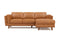 Valencia Artisan Top Grain Leather Three Seats with Right Chaise Sofa, Cognac