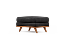 Valencia Artisan Top Grain Leather Ottoman, Black