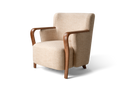 Valencia Emma Fabric Accent Chair with Walnut Wood Armrest, Warm Beige