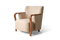 Valencia Emma Fabric Accent Chair with Walnut Wood Armrest, Warm Beige