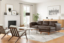 Valencia Artisan Top Grain Leather Three Seats with Right Hand Chaise Sofa, Chocolate