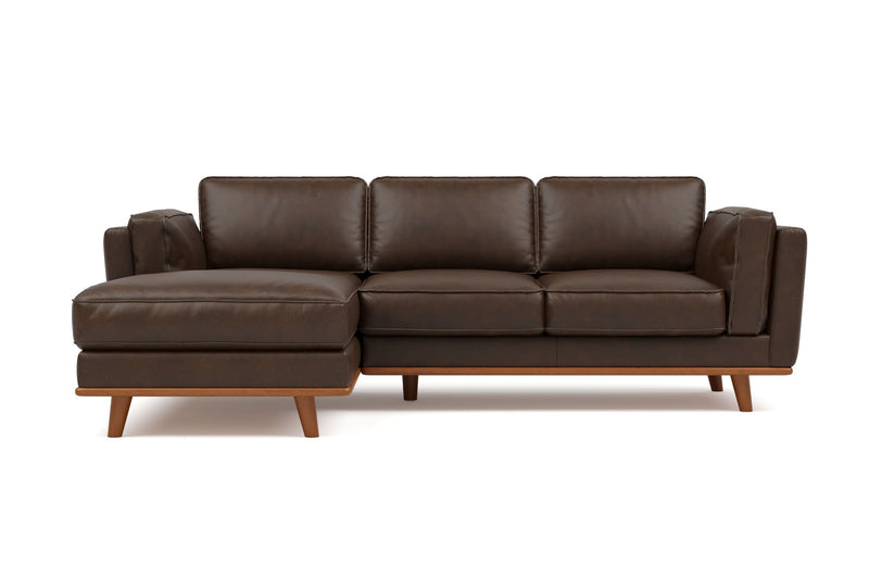 Valencia Artisan Top Grain Leather Three Seats with Left Chaise Sofa, Chocolate