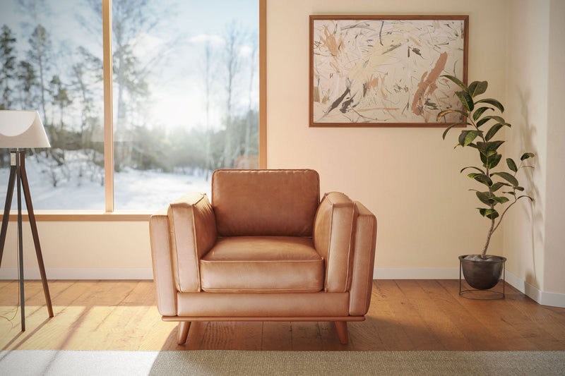 Valencia Artisan Top Grain Leather Accent Chair, Cognac