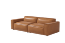Valencia Nathan Full Aniline Leather Modular Sofa with Down Feather, Loveseat, Caramel Brown Color