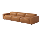 Valencia Nathan Full Aniline Leather Modular Sofa with Down Feather, Three Seats, Caramel Brown Color