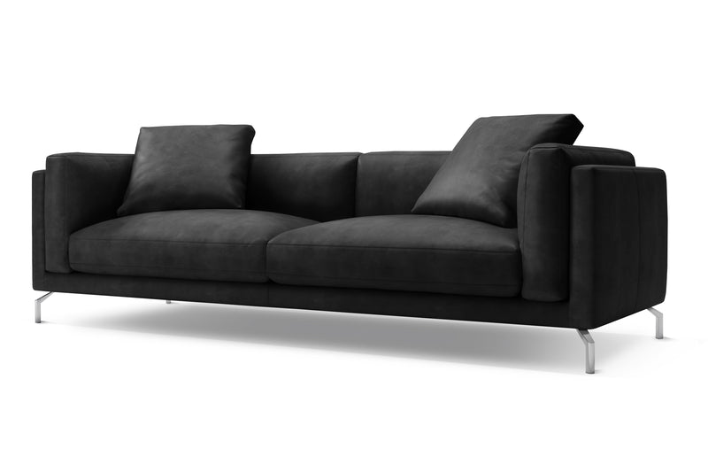 Valencia Zadar Leather Wide Seats Sofa, Black Color