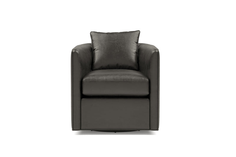 Valencia Riley Leather Swivel Accent Chair, Black