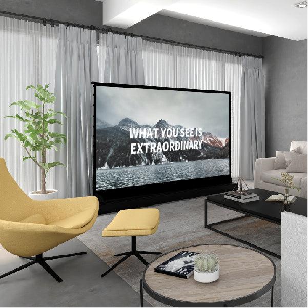VIVIDSTORM S White Cinema Motorized Tension Floor Rising Projector screen– Classic Version