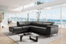 Valencia Pista Modern Top Grain Leather Reclining Sectional Sofa with Left-Hand Facing Chaise, Black