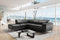 Valencia Pista Modern Top Grain Leather Reclining Sectional Sofa with Left-Hand Facing Chaise, Black