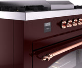 ILVE Nostalgie II 60-Inch Natural Gas Dual Fuel Range with 7 Burners, Griddle, & French Top with Triple Glass Door Oven in Burgundy with Copper Trim (UP60FSNMPBUP)