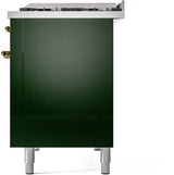 ILVE Nostalgie II 48-Inch Freestanding Natural Gas Dual Fuel Range in Emerald Green with Brass Trim (UP48FNMPEGG)
