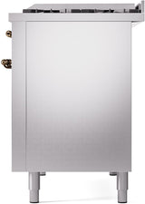 ILVE Nostalgie II 48-Inch Freestanding Natural Gas Dual Fuel Range in Stainless Steel with Bronze Trim (UP48FNMPSSB)